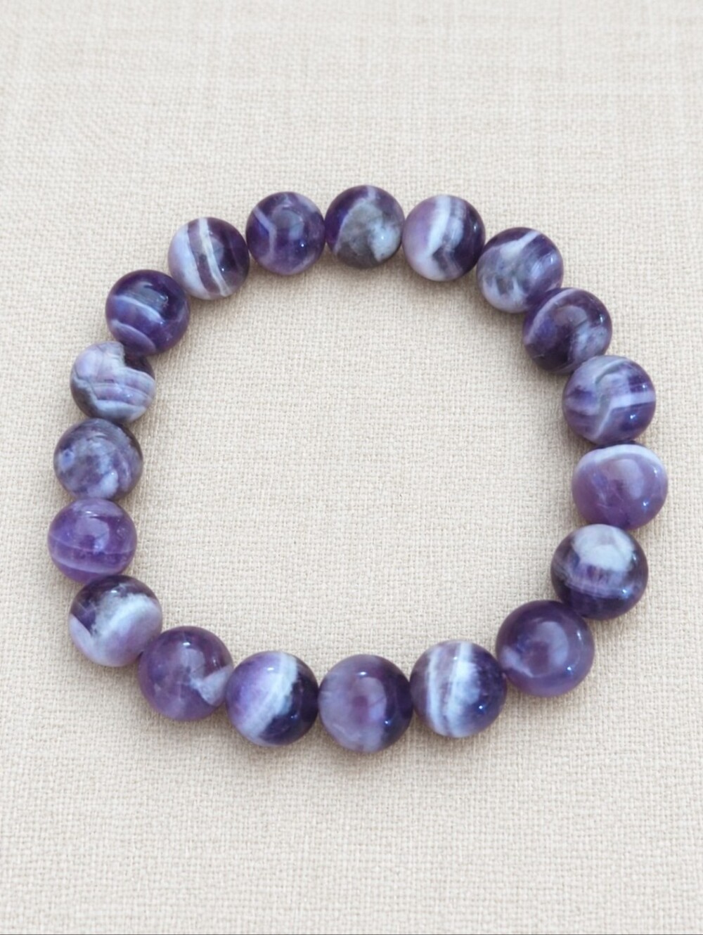 Chevron Amethyst Beaded Stretch Bracelet | Handmade